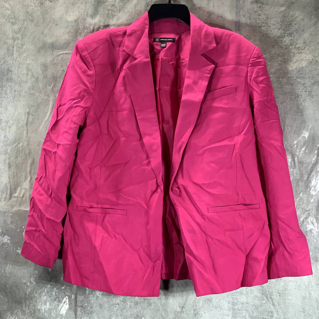 INC INTERNATIONAL CONCEPTS Women's Jazzy Pink One-Button Oversized Blazer SZ M