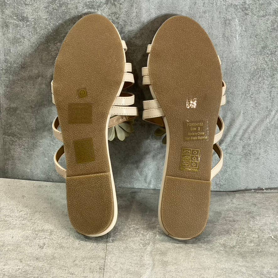 JOURNEE COLLECTION Women's Nude Dolliah 3D Flower-Detail Slide Sandals SZ 9