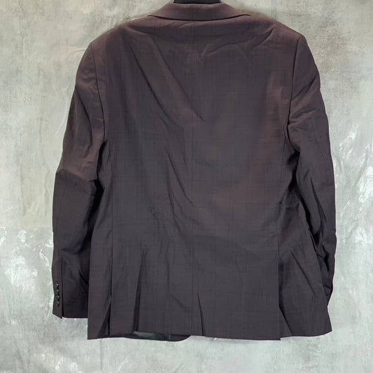 CALVIN KLEIN Men's Gray Plaid Slim-Fit One-Button Suit Jacket SZ 44R
