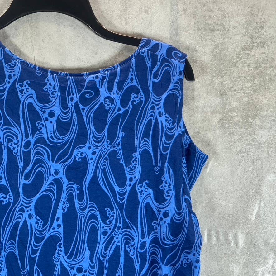 JM COLLECTION Women's Petite Navy Peony Combo Scoop-Neck Cold-Shoulder Top