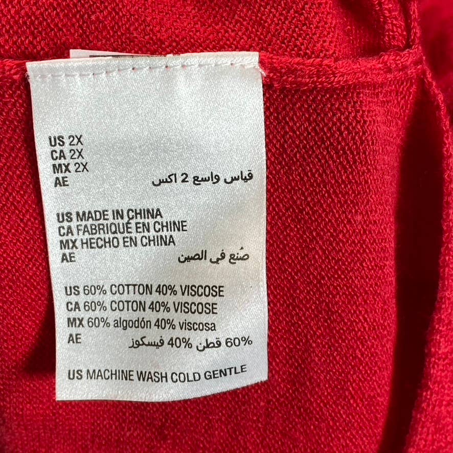 INC INTERNATIONAL CONCEPTS Women's Plus Real Red V-Neck Hi-Low Hem Pullover SZ2X