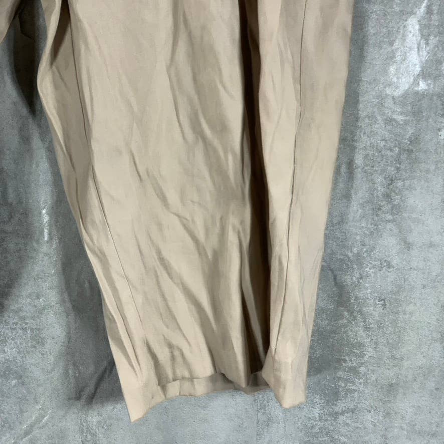 CALVIN KLEIN Women's Latte Pleated Font Wide-Leg Cropped Pants SZ 16