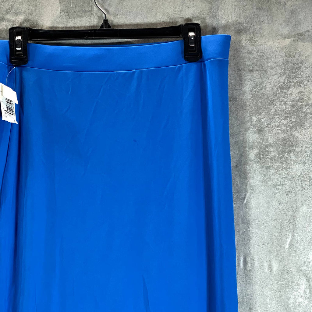 INC INTERNATIONAL CONCEPTS Bright Peacock Ruched Slit Midi Pull-On Skirt SZ XL