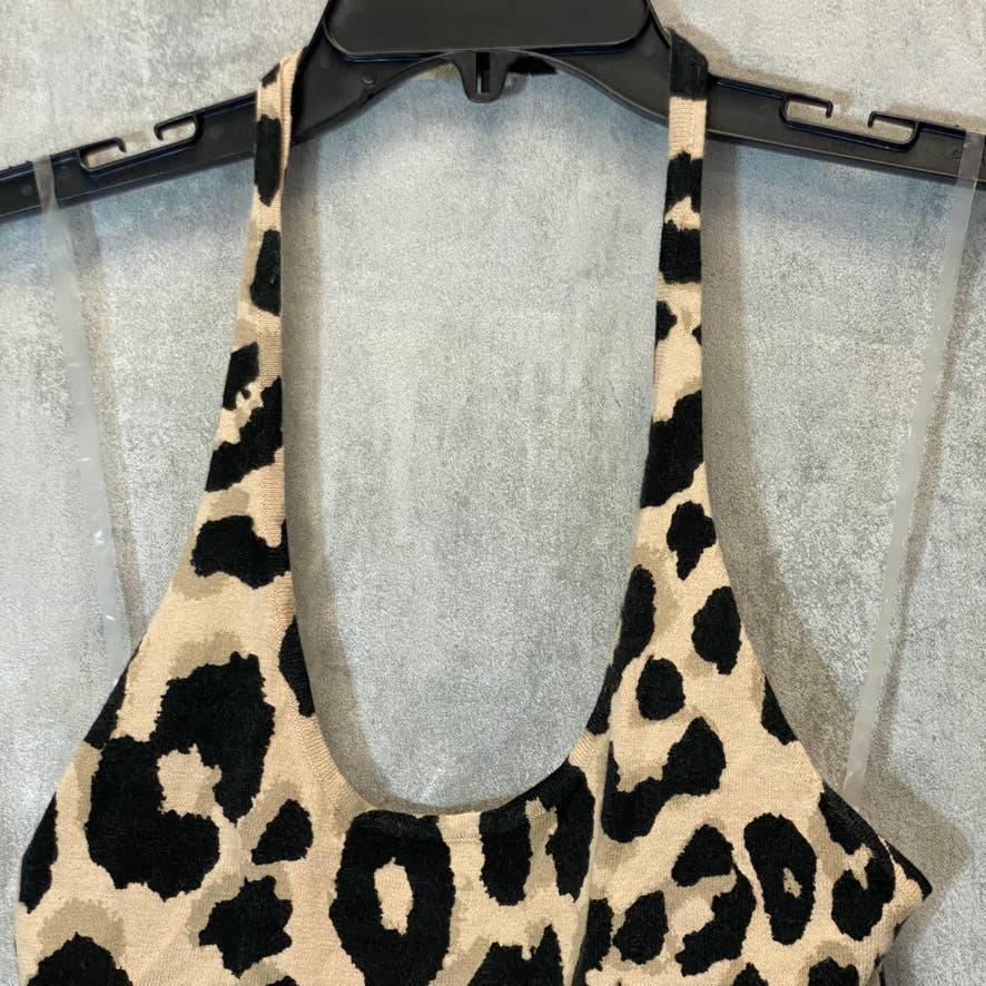 SANCTUARY Essential Women's Tan Leopard Print Halter Top SZ L