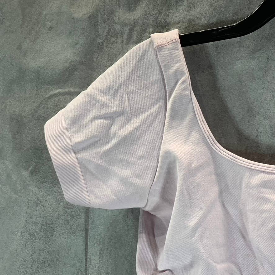 GUESS Women's Polly Pink Melange Square-Neck Seamless Crop Top SZ M/L