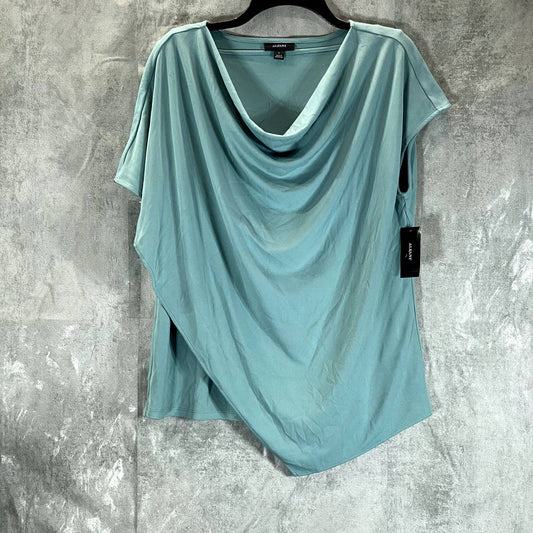 ALFANI Women's Precious Jade Asymmetrical Drape Neck Cap Short-Sleeve Top SZ L