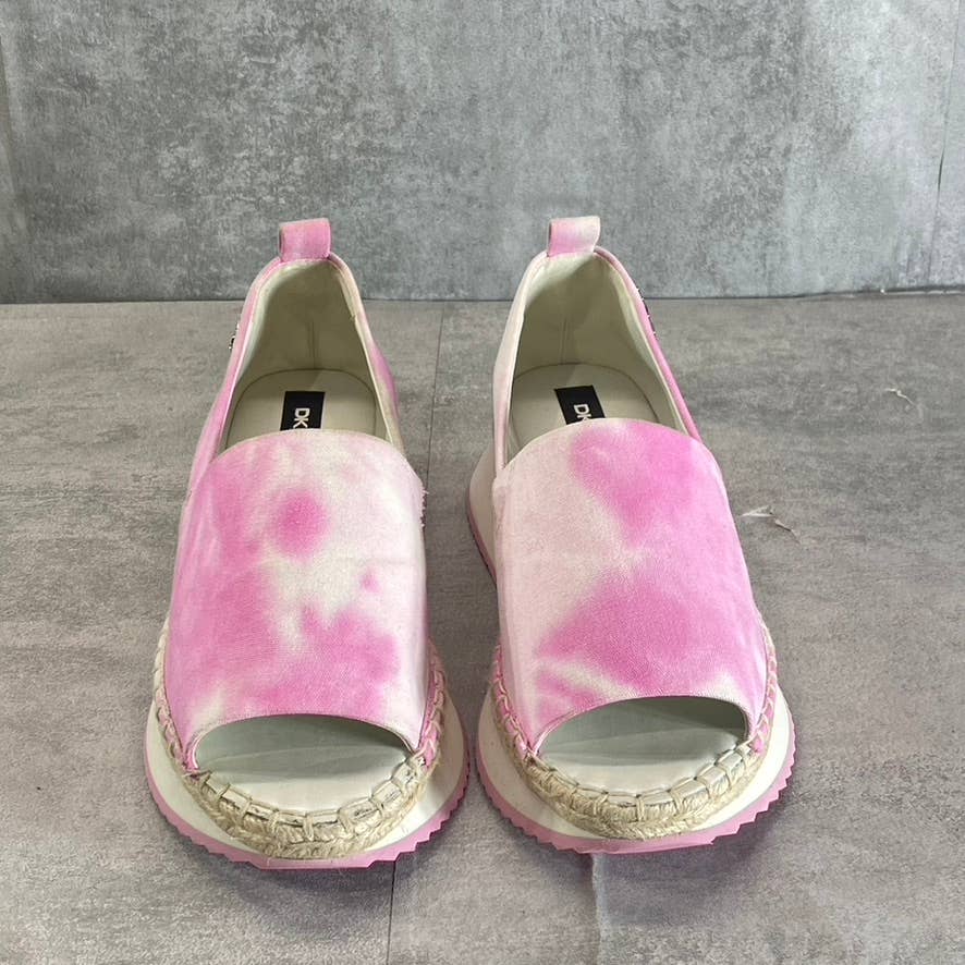DKNY Women's Pink Tie-Dye Orza Peep-Toe Slip-On Wedge Shoes SZ 6