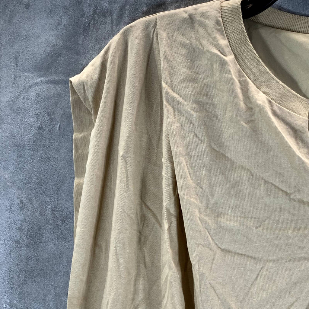 ALFANI Women's Cream Beige Band Collar V-Neck Sleeveless Blouson Top SZ L