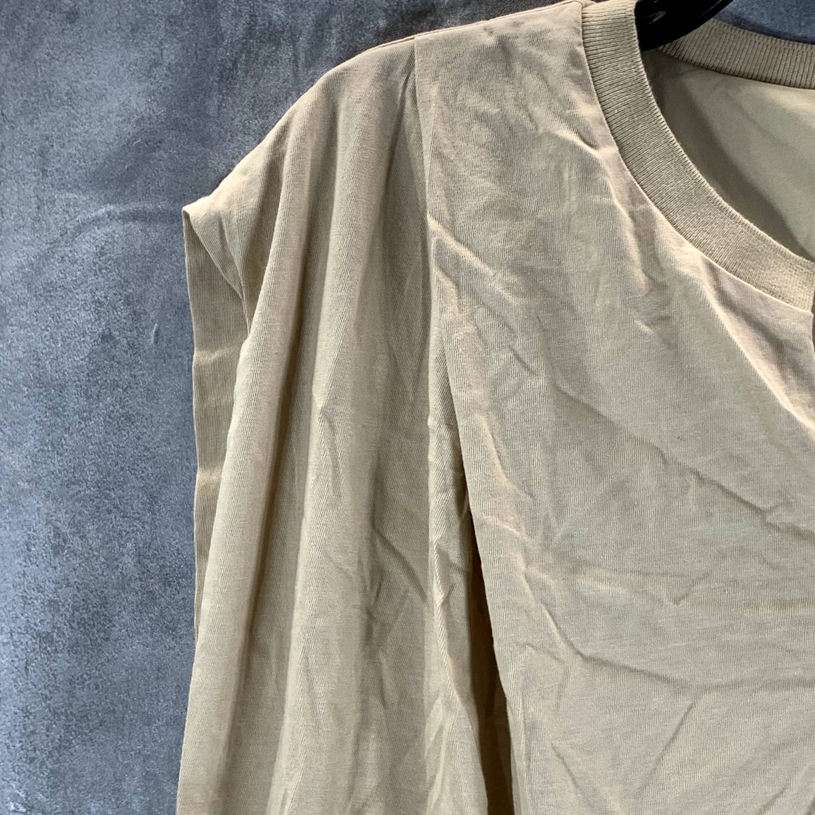 ALFANI Women's Cream Beige Band Collar V-Neck Sleeveless Blouson Top SZ L