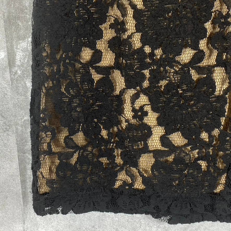 ASTR Women's Black Mesh Lace Lined Short-Sleeve Bodycon Mini Dress SZ XS