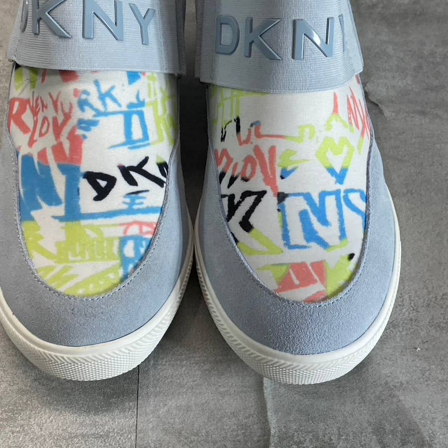 DKNY Women's Pastel Blue Multi Cosmo Slip-On Wedge Sneakers SZ 10