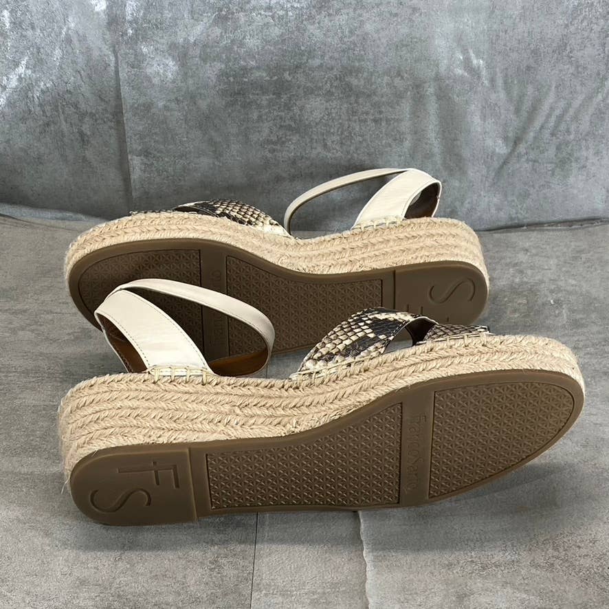 FRANCO SARTO Women's Natural Snake Embossed Pellia Espadrille Sandals SZ 10