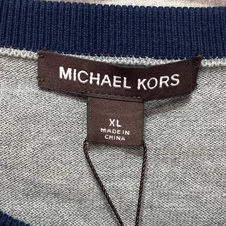 MICHAEL KORS Grey Contrast Trim Crewneck Pullover Sweater SZ XL