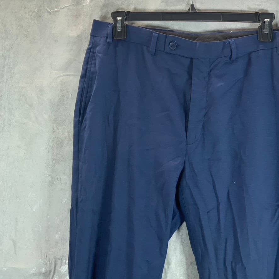 CALVIN KLEIN Men's Blue Slim-Fit Flat Front Dress Pants SZ 36X32