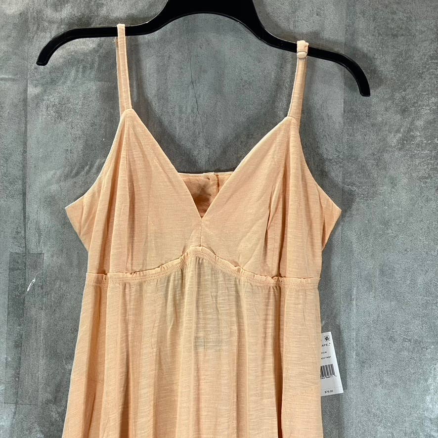 BLACK TAPE Women's Peach Twist V-Neck Textured Empire-Waist Midi Dress SZ L