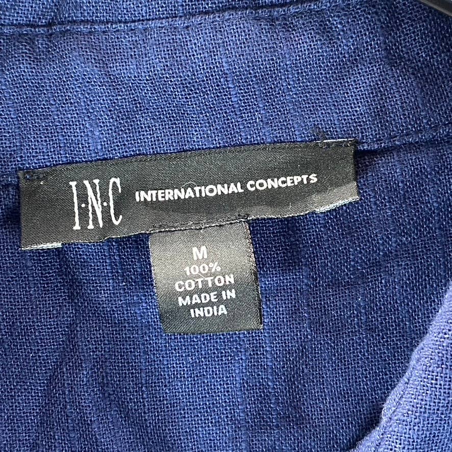 INC INTERNATIONAL CONCEPTS Women's Indigo Sea Tie-Front Button-Up Top SZ M