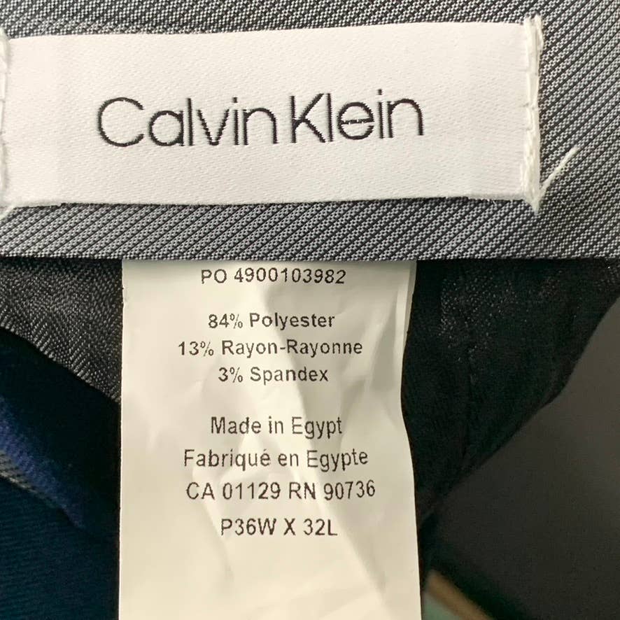 CALVIN KLEIN Men's Blue Slim-Fit Flat Front Dress Pants SZ 36X32