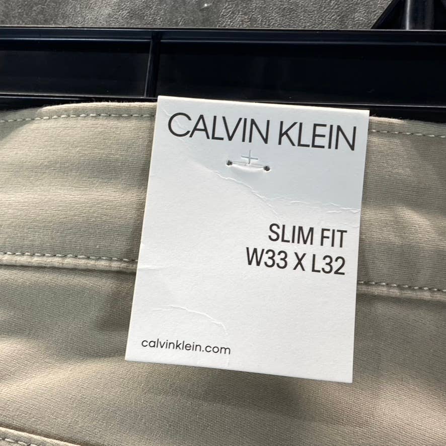 CALVIN KLEIN Men's Plaza Taupe Move 365 Slim-Fit Performance Stretch Pants SZ 33