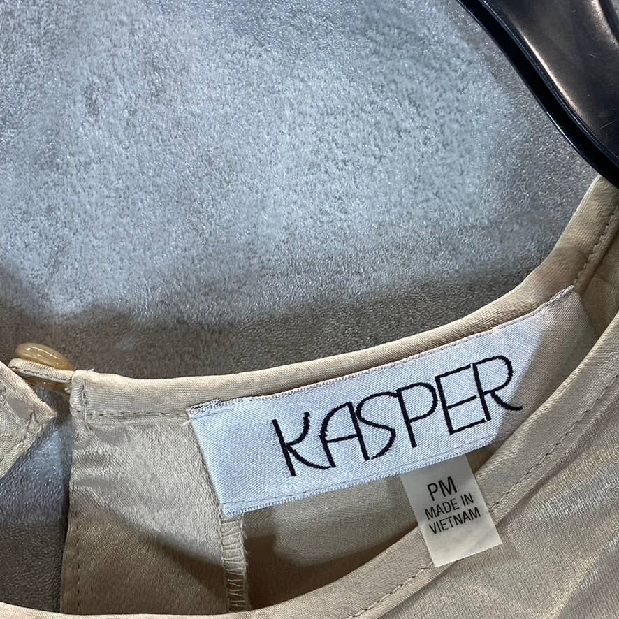 KASPER Women's Petite Champagne Scoop-Neck Sleeveless Keyhole Tank Top SZ PM