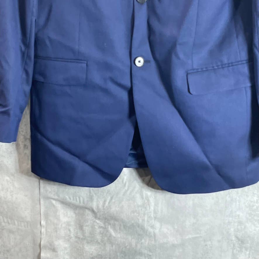 DKNY Men's Blue Textured Long Modern-Fit Stretch Two-Button Suit jacket SZ 40L