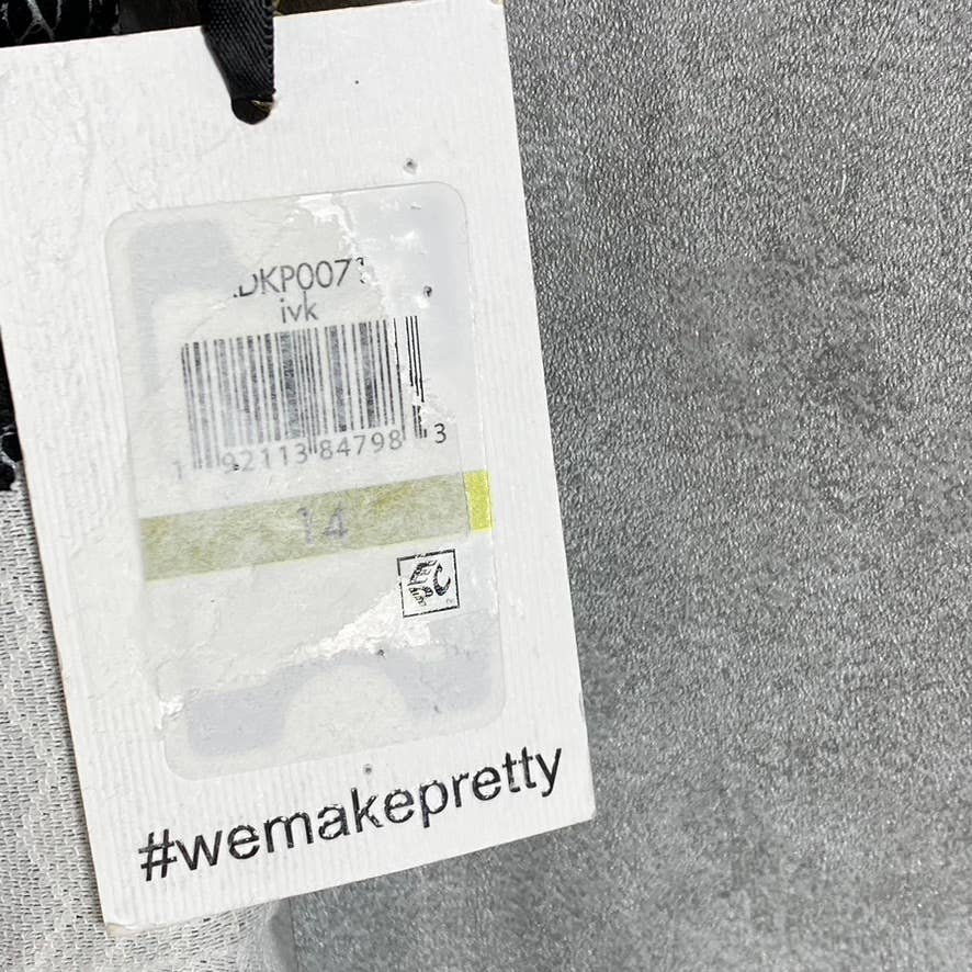 KENSIE Women's Black-White Sleeveless Halter Illusion Lace Embroidered Dress