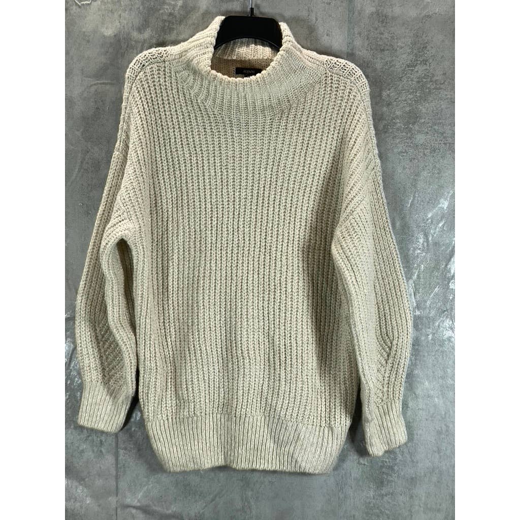 ALFANI Women's Beige Metallic Knit Mock-Neck Long-Sleeve Pullover Sweater SZ XL