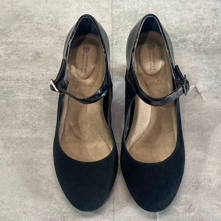 GIANI BERNINI Women's Black Suede Velmah Memory Foam Mary Jane Pumps SZ 8