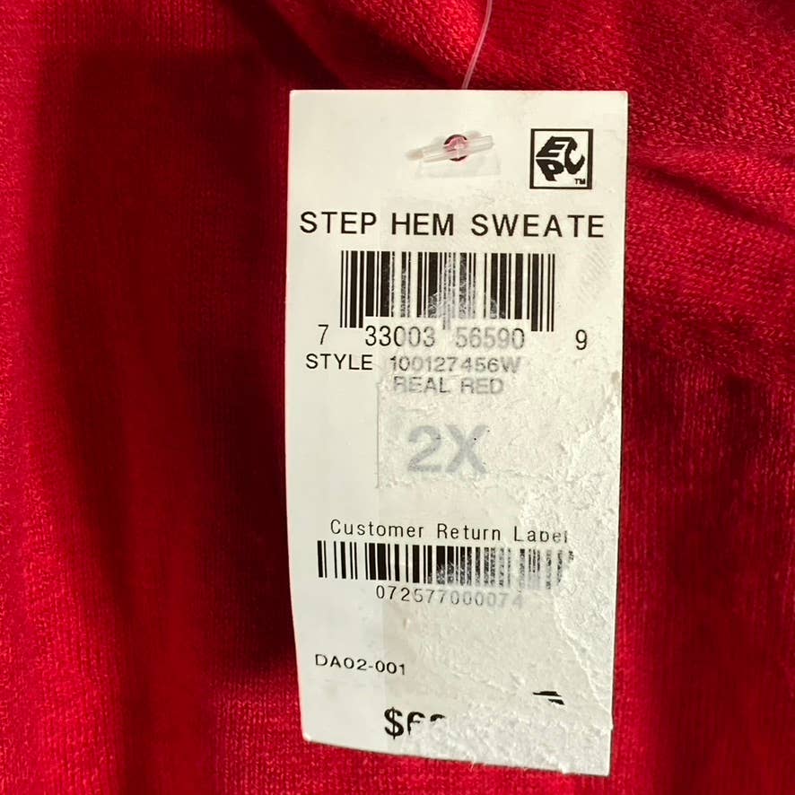 INC INTERNATIONAL CONCEPTS Women's Plus Real Red V-Neck Hi-Low Hem Pullover SZ2X