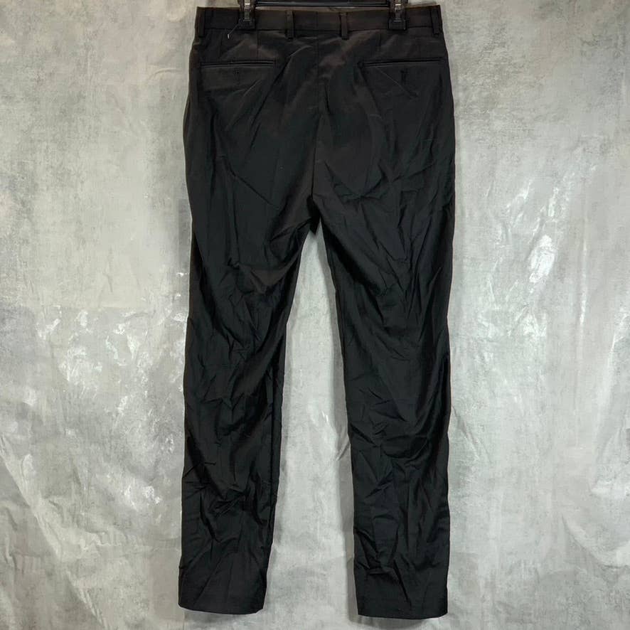 CALVIN KLEIN Men's Solid Black Slim-Fit Flat Front Dress Pants SZ 34X32