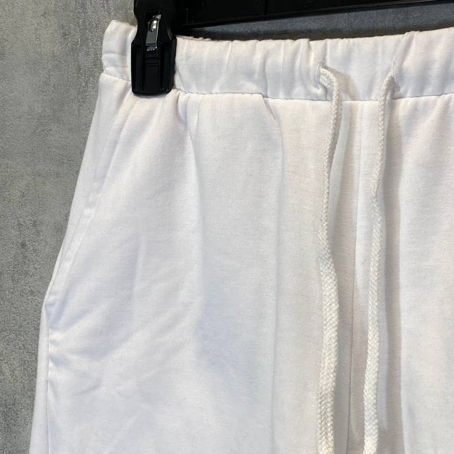 TREASURE & BOND Women's White Raw Hem Drawstring Waist Pull-On Sweat Shorts SZ S