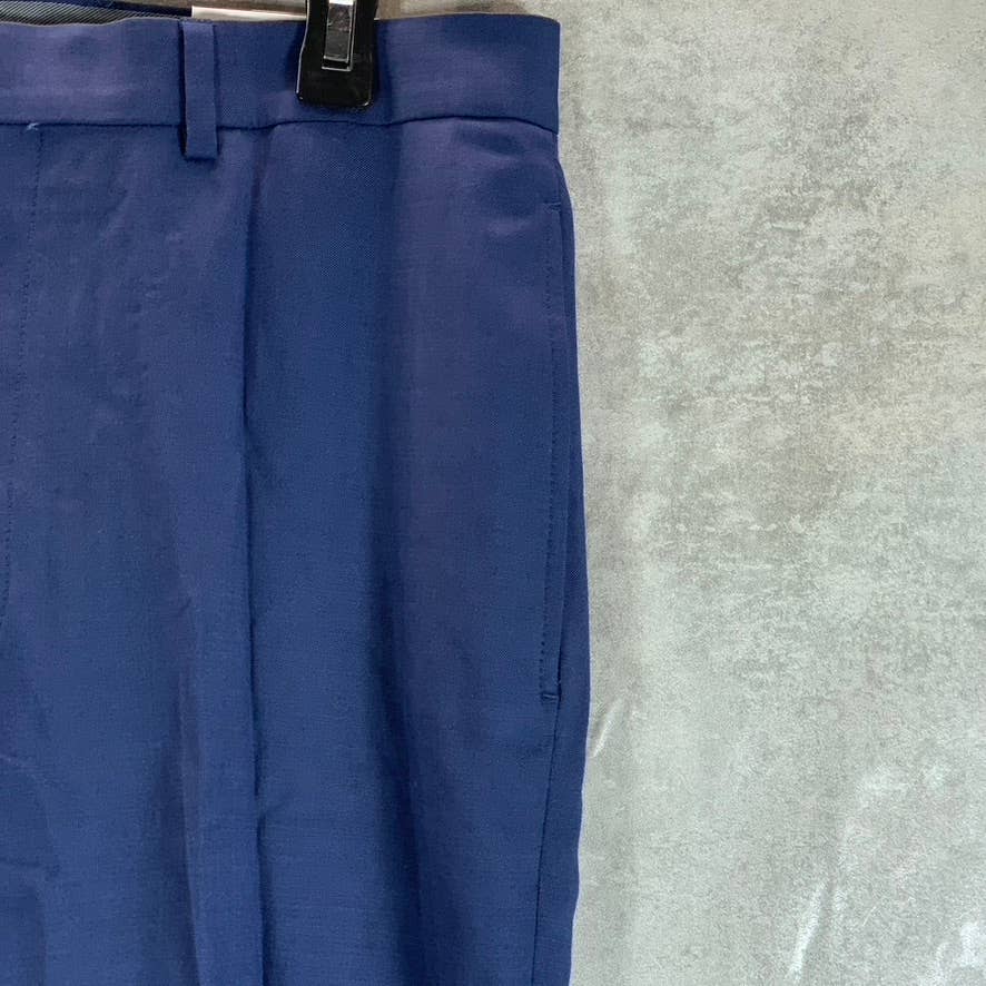 CALVIN KLEIN Men's Blue Slim-Fit Flat Front Dress Pants SZ 32X34