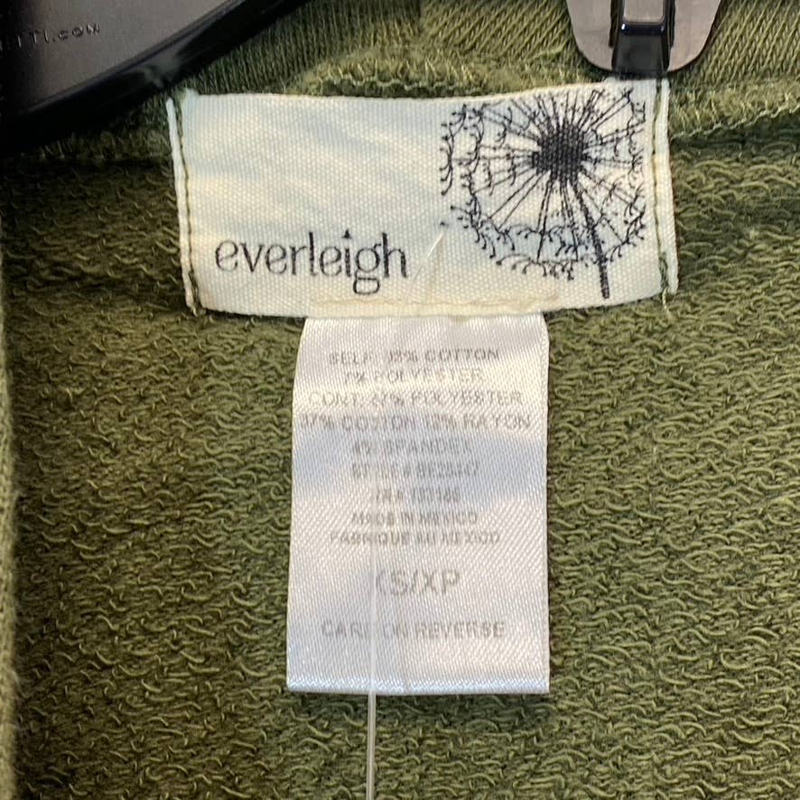 EVERLEIGH Women's Olive Distressed Pullover Hooded Sweater SZ XS