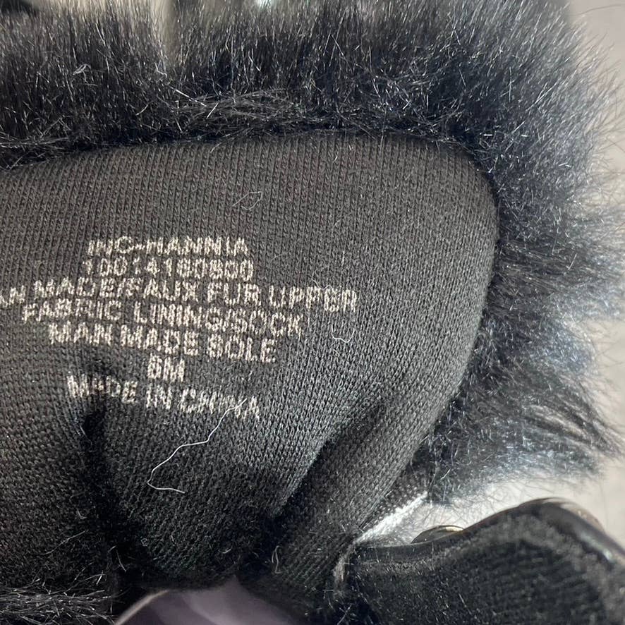 INC INTERNATIONAL CONCEPTS Women's Black Faux-Fur Hannia Lace-Up Wedge Boots SZ6