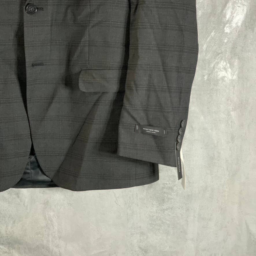 MARC NEW YORK Men's Charcoal Plaid Modern-Fit Two-Button Suit Jacket SZ 42R