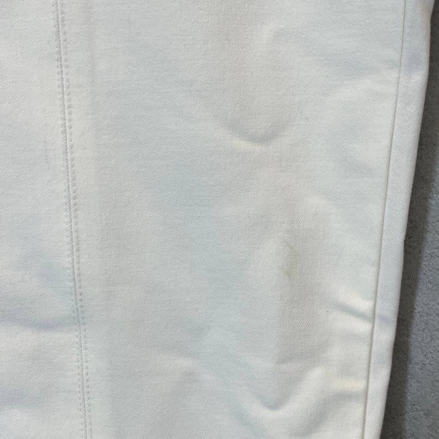 ALFANI Women's Bright White Comfort High-Rise Fringe-Hem Pull-On Pants SZ 12