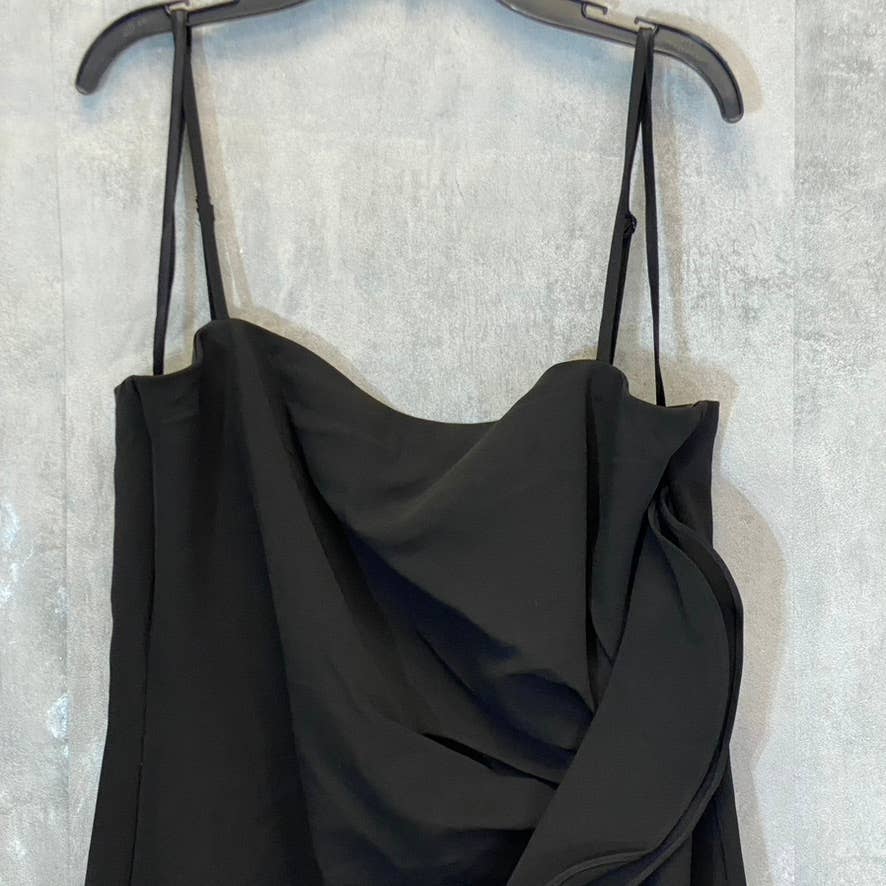 BARDOT Women's Sloid Black Rona Spaghetti Strap Square-Neck Ruffle Slit Dress SZ 12