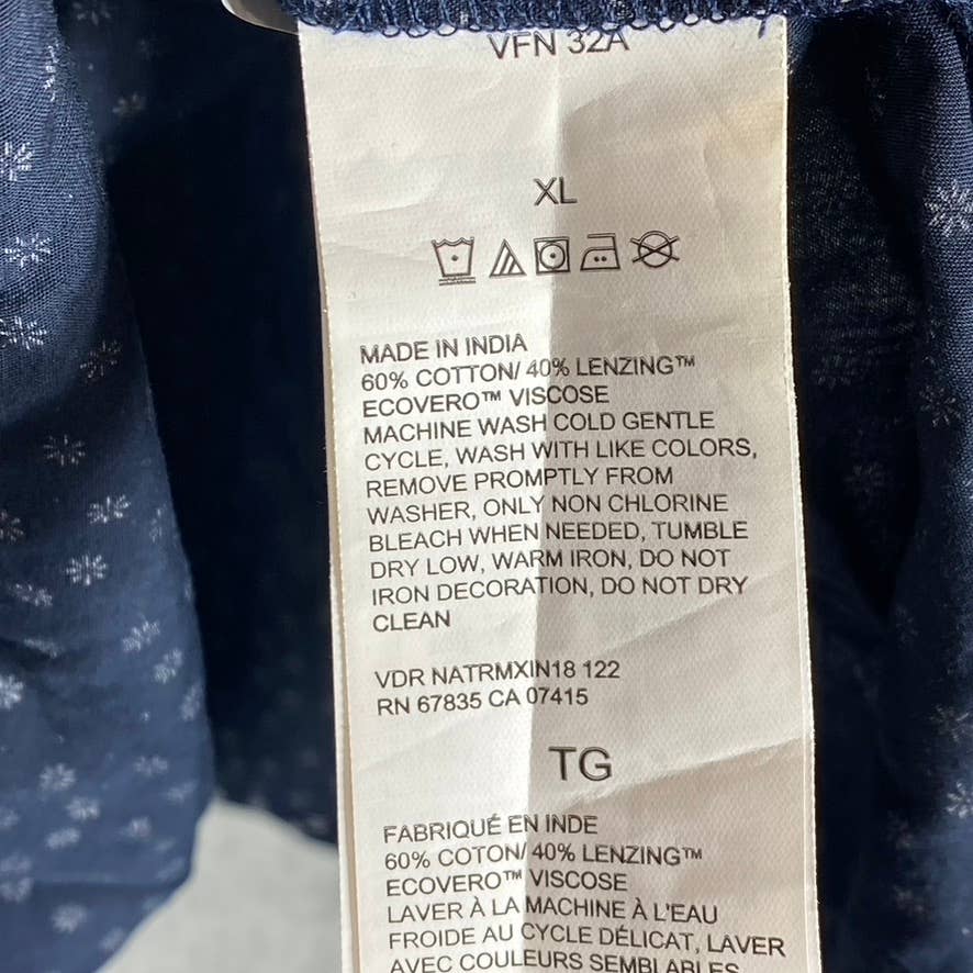 NAUTICA Women's Stellar Blue Heather Sustainably Crafted Split-Neck Peplum Top