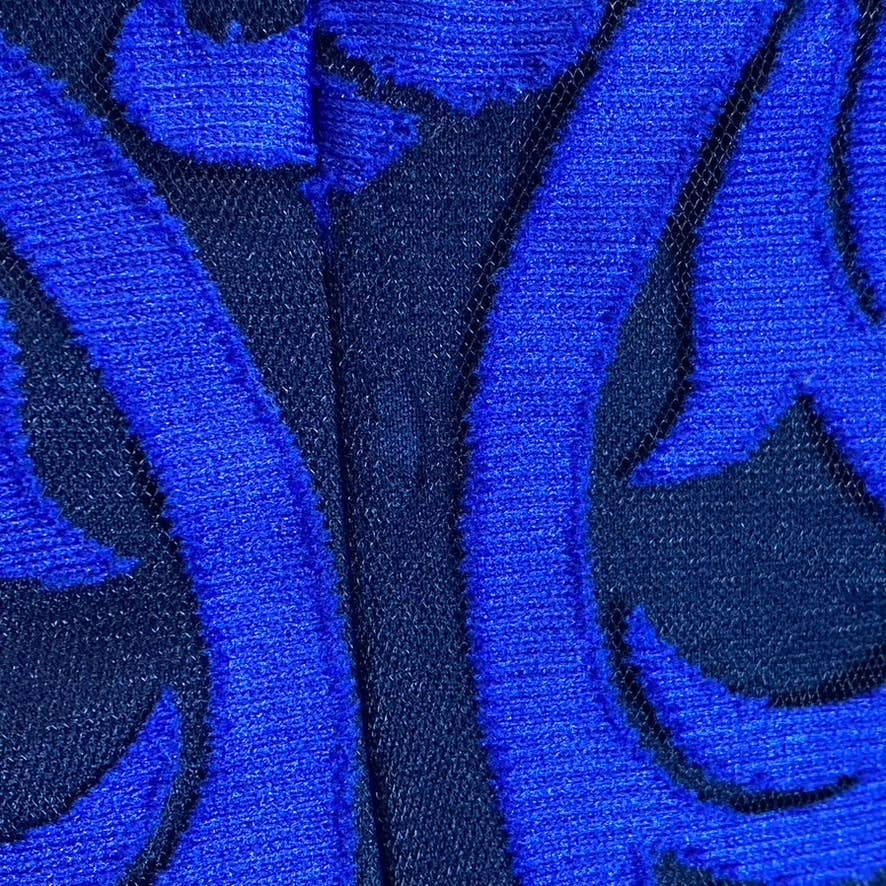 MSK Women's Petite Blue Embroidered Mesh Overlay 3/4 Bell Sleeve Sheath Dress