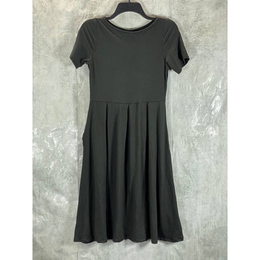 24SEVEN COMFORT Women's Black Short Sleeve Pocket Detail Midi Dress SZ S