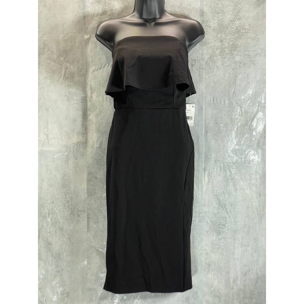 CRYSTAL DOLL Juniors' Black Ruffle Strapless Side-Slit Bodycon Dress SZ 7