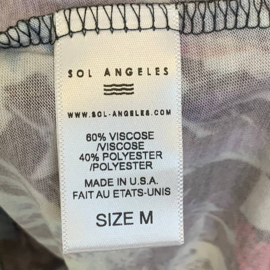 SOL ANGELES Men's Grey Tropical-Print Crewneck Short Sleeve T-Shirt SZ M