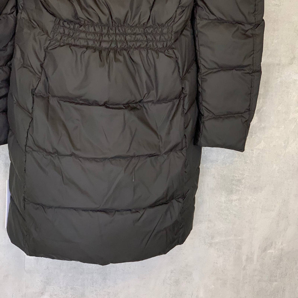 CALVIN KLEIN Solid Black Detachable Faux-Fur Hooded Full-Zip Puffer Jacket SZ S