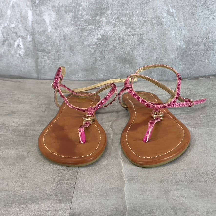 GBG LOS ANGELES Women's Pink Blossom Strappy Flat Sandals SZ 7.5
