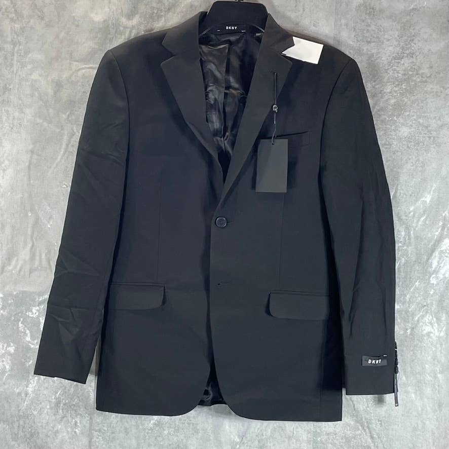 DKNY Men's Solid Black Short Modern-Fit Stretch Two-Button Suit Jacket SZ 36S