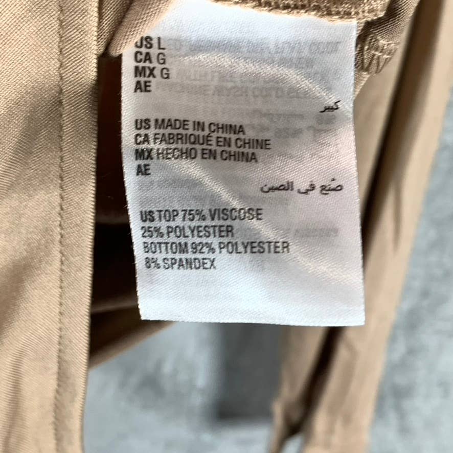 JEANNIE MAI X INC Women's Champagne Nude Cowl-Neck Long-Sleeve Bodysuit SZ L