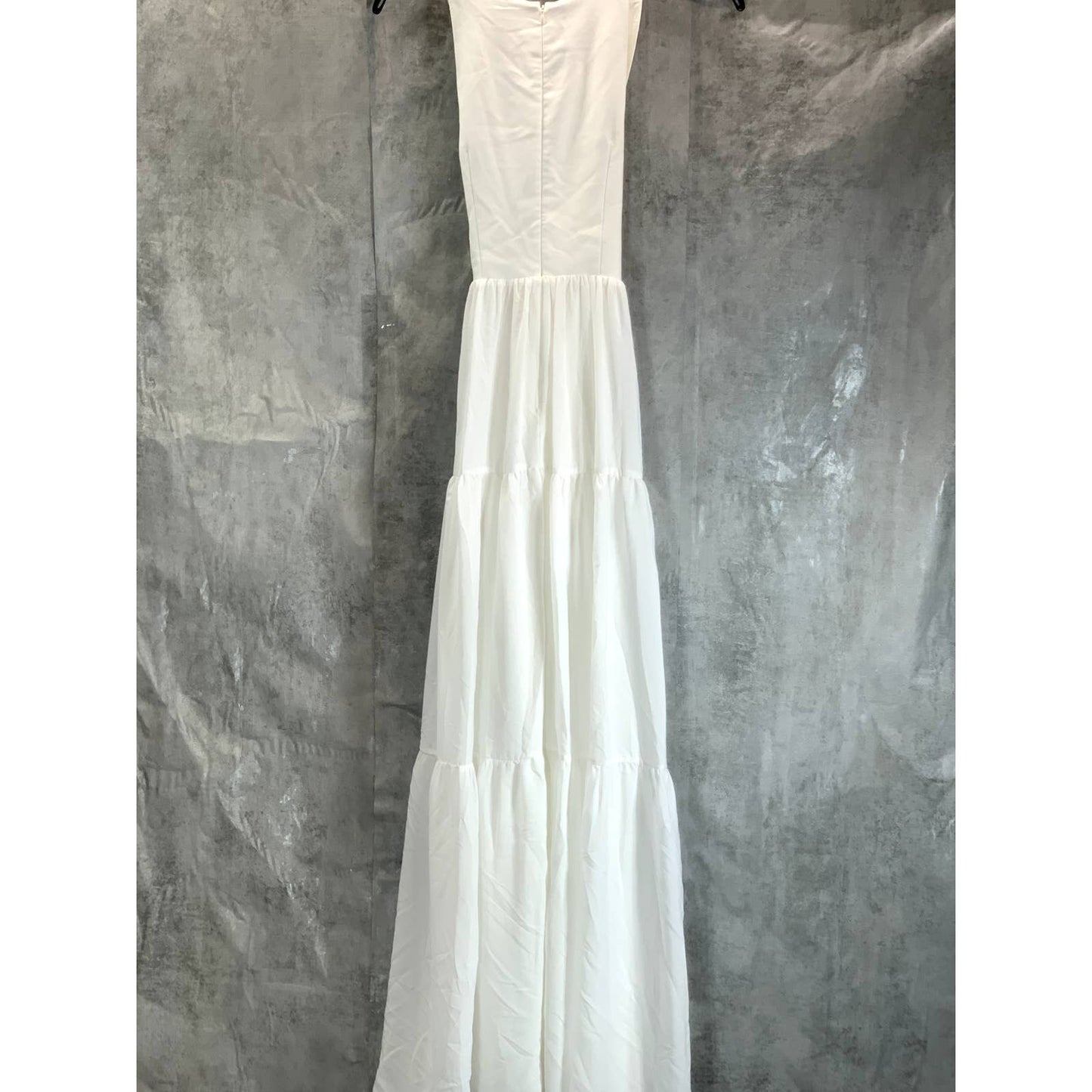 AIDAN By AIDAN MATTOX Women's Ivory Cross Halter Tiered FIT & Flare Maxi Gown