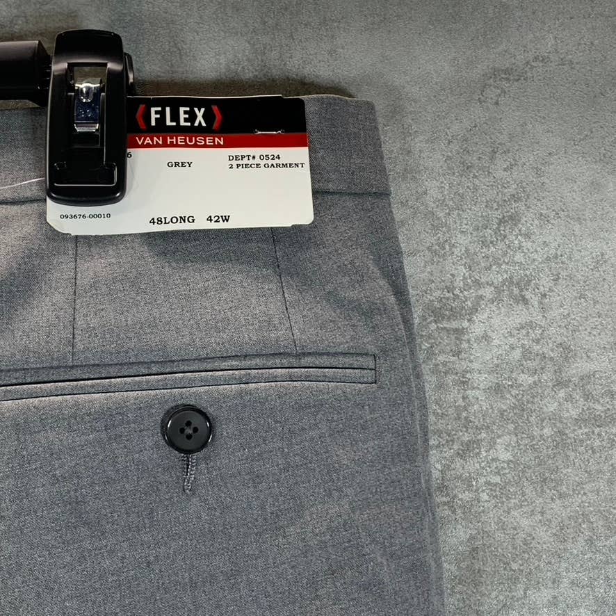VAN HEUSEN FLEX Men's Grey Sharkskin Slim-Fit Suit Pants SZ 42X34