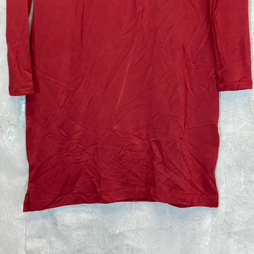 BLDWN Women's Red Crewneck Long Sleeve Pullover Sweater Mini Dress SZ XS