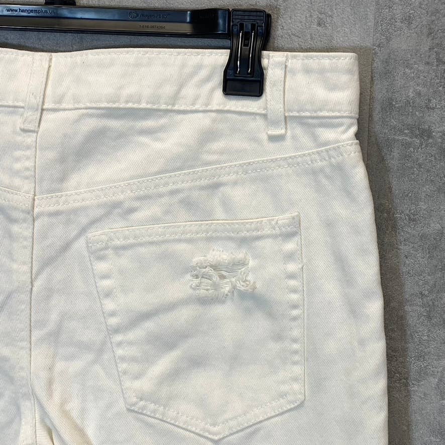 AFRM Women's White Luisa Distressed High-Rise Ankle Crop Skinny Denim Jeans SZ28