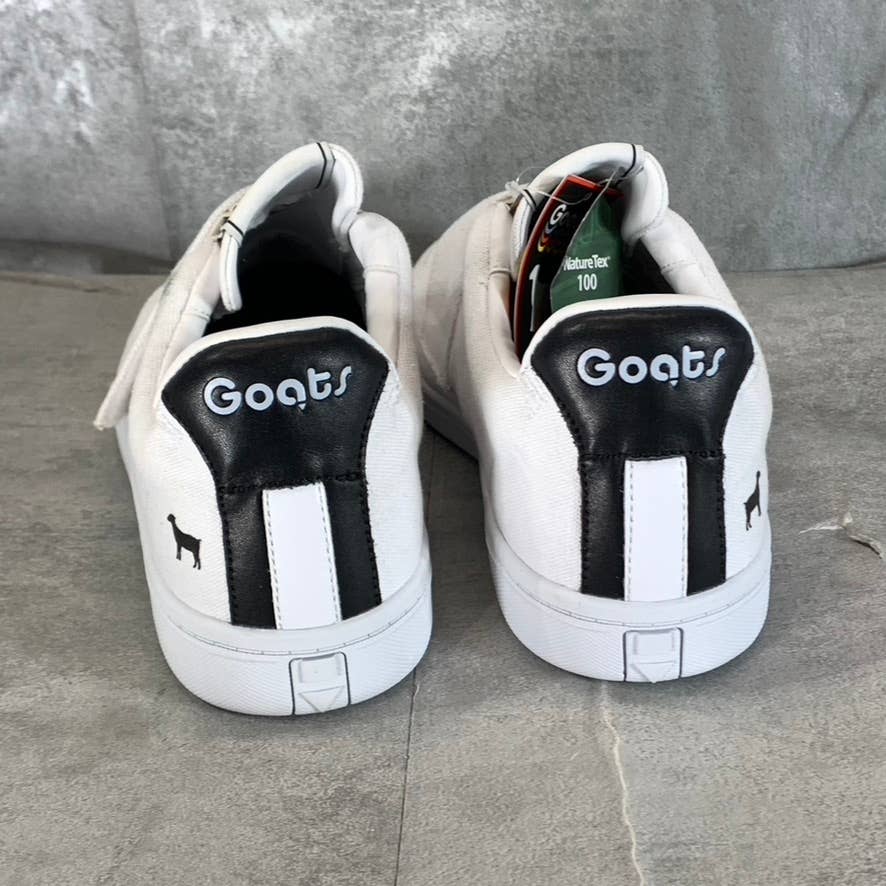 GOATS Women's White Canvas The 573 Wide-Strap Round-Toe Slip-on Sneakers SZ 9